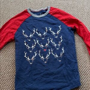 Mini Boden Blue and Red Long Sleeve Shirt